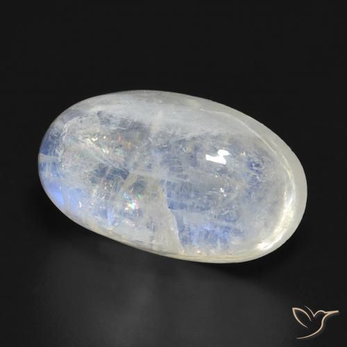 14.87 ct White Rainbow Moonstone Stone, Natural Rainbow Moonstone in Oval Cabochon Shape for Sale