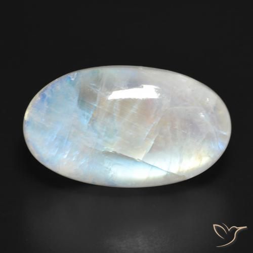 25.94 ct White Rainbow Moonstone Gemstone, Rainbow Moonstone Gem in Oval Cabochon Shape for Sale.