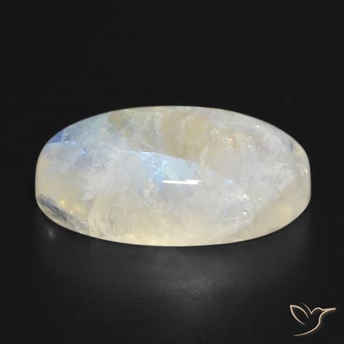 Rainbow Moonstone Gemstone in 25.1 x 14.7 mm Size for Sale, Rainbow Moonstone Stone in Bluish White Color