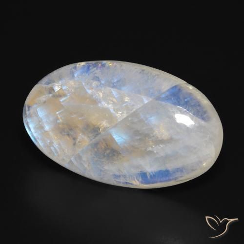24.46 ct White Rainbow Moonstone Stone, Natural Rainbow Moonstone in Oval Cabochon Shape for Sale