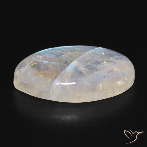 Rainbow Moonstone Gemstone in 26.8 x 16 mm Size for Sale, Rainbow Moonstone Stone in Bluish White Color