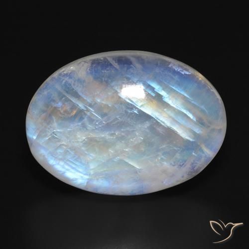 31.82ct Natural Bluish White Rainbow Moonstone, Oval, Translucent