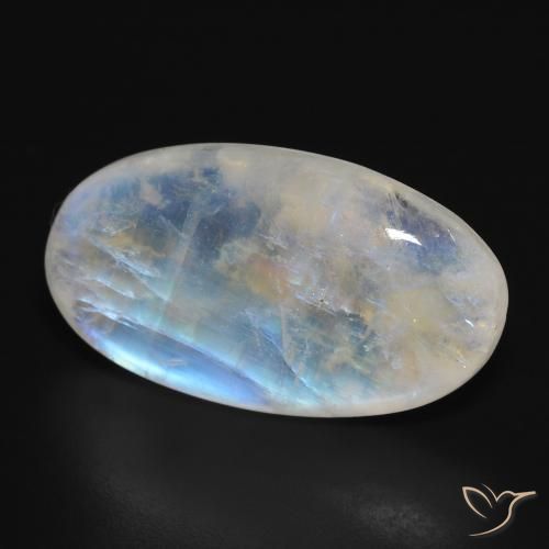 26.45 ct White Rainbow Moonstone Stone, Natural Rainbow Moonstone in Oval Cabochon Shape for Sale