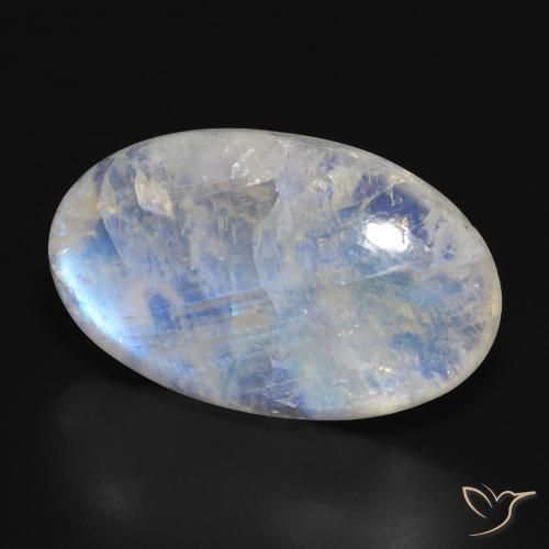 23.70 ct White Rainbow Moonstone Stone, Natural Rainbow Moonstone in Oval Cabochon Shape for Sale