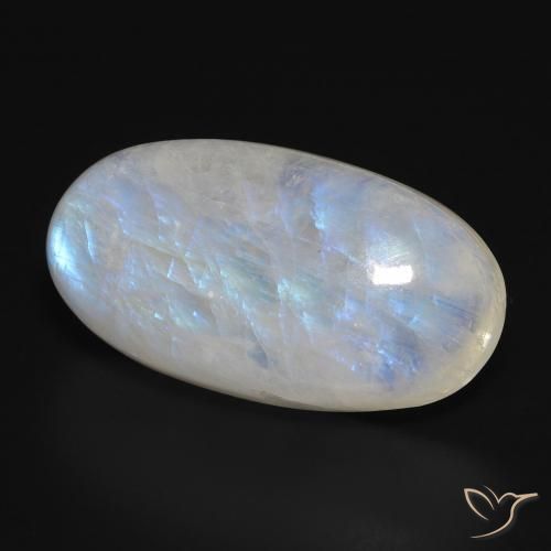 28.13 ct White Rainbow Moonstone Stone, Natural Rainbow Moonstone in Oval Cabochon Shape for Sale