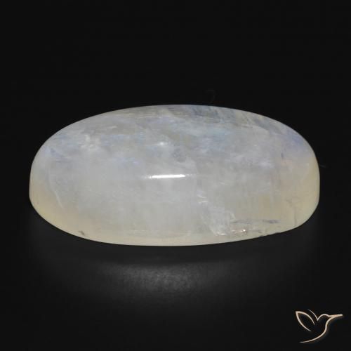 Rainbow Moonstone Gemstone in 26.5 x 14.4 mm Size for Sale, Rainbow Moonstone Stone in Bluish White Color
