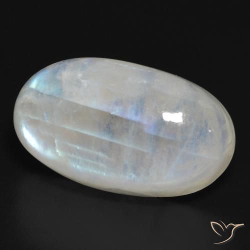 21.15 ct White Rainbow Moonstone Stone, Natural Rainbow Moonstone in Oval Cabochon Shape for Sale