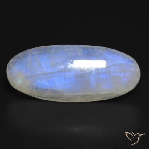 28.91 ct Oval Rainbow Moonstone, 31.4 x 13.3 mm From the United States, Photo A