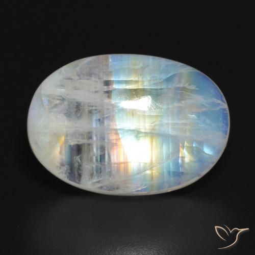 11.77 ct Oval Rainbow Moonstone, 17.4 x 12.1 mm From the United States, Photo A