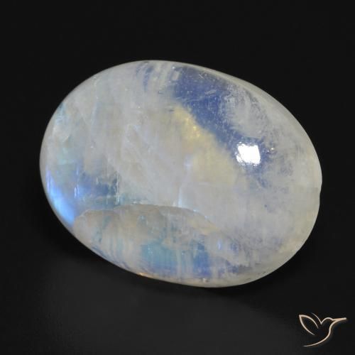 19.49 ct White Rainbow Moonstone Stone, Natural Rainbow Moonstone in Oval Cabochon Shape for Sale
