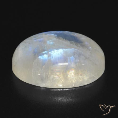 Rainbow Moonstone Gemstone in 20 x 15 mm (calibrated) Size for Sale, Rainbow Moonstone Stone in Bluish White Color