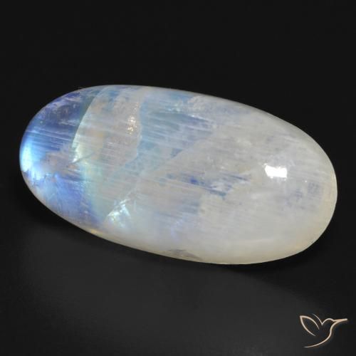 17.17 ct White Rainbow Moonstone Stone, Natural Rainbow Moonstone in Oval Cabochon Shape for Sale