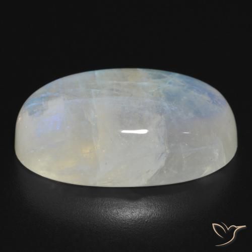 Rainbow Moonstone Gemstone in 22.5 x 14.3 mm Size for Sale, Rainbow Moonstone Stone in Bluish White Color