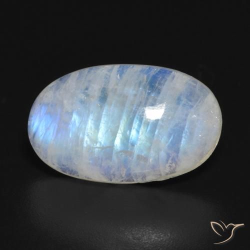 8.28 ct Oval Rainbow Moonstone, 17.7 x 10.9 mm From the United States, Photo A