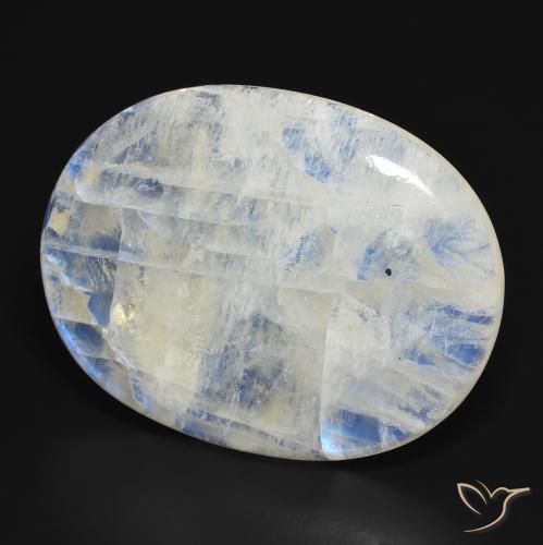 112.39 ct White Rainbow Moonstone Stone, Natural Rainbow Moonstone in Oval Cabochon Shape for Sale