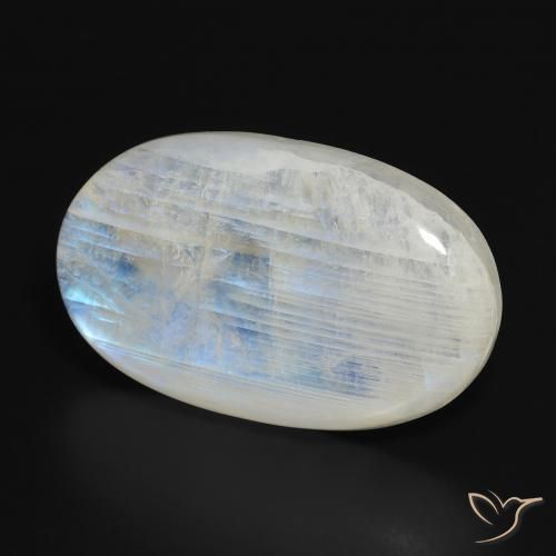 27.82 ct White Rainbow Moonstone Stone, Natural Rainbow Moonstone in Oval Cabochon Shape for Sale