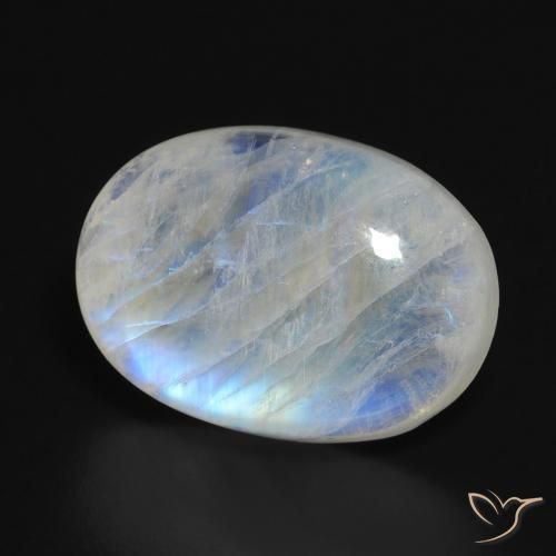14.84 ct White Rainbow Moonstone Stone, Natural Rainbow Moonstone in Oval Cabochon Shape for Sale