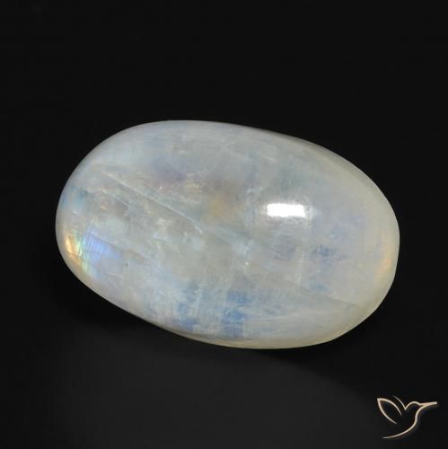 14.10 ct White Rainbow Moonstone Stone, Natural Rainbow Moonstone in Oval Cabochon Shape for Sale