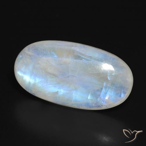 22.34 ct White Rainbow Moonstone Stone, Natural Rainbow Moonstone in Oval Cabochon Shape for Sale