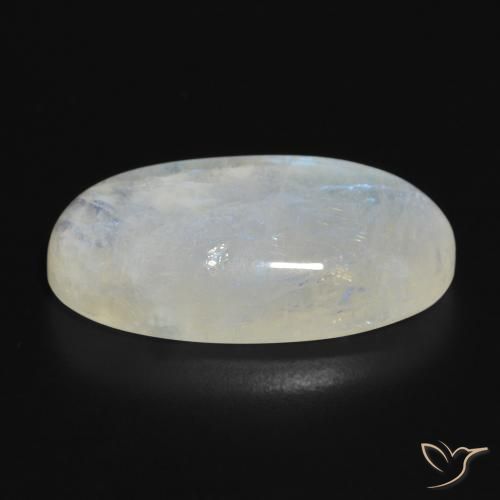 Rainbow Moonstone Gemstone in 26.3 x 13.8 mm Size for Sale, Rainbow Moonstone Stone in Bluish White Color