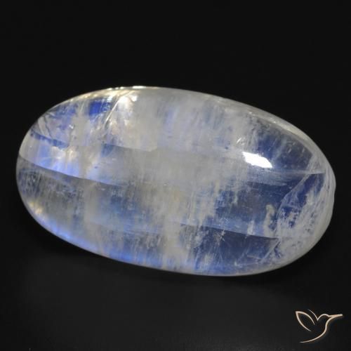 18.15 ct White Rainbow Moonstone Stone, Natural Rainbow Moonstone in Oval Cabochon Shape for Sale