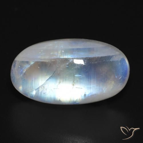 12.55ct Natural Bluish White Rainbow Moonstone, Oval, Translucent