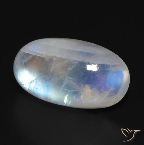 12.55 ct White Rainbow Moonstone Stone, Natural Rainbow Moonstone in Oval Cabochon Shape for Sale