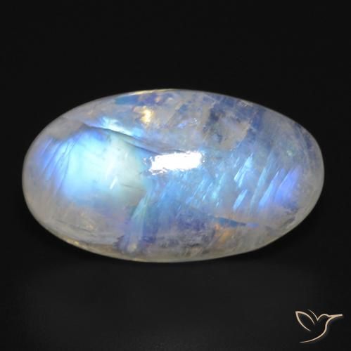 12.31 ct Oval Rainbow Moonstone, 19.9 x 11.5 mm From the United States, Photo A