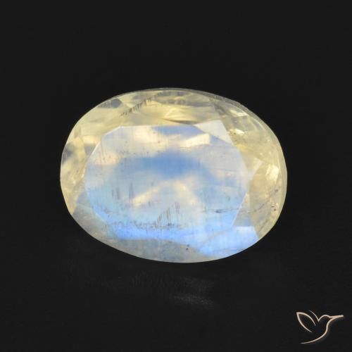 1.92ct Natural Bluish White Rainbow Moonstone, Oval, Transparent