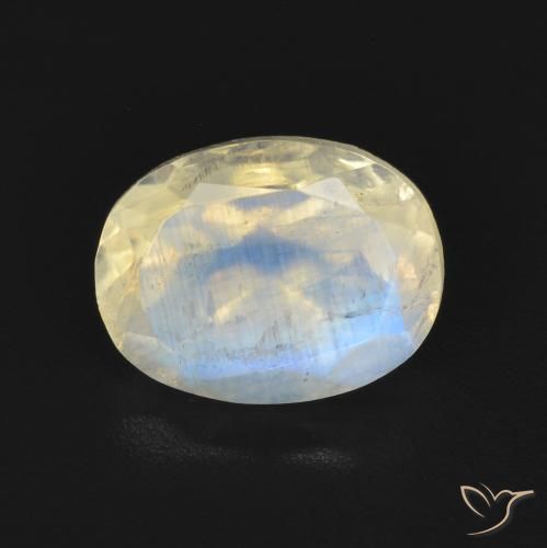 1.92 ct White Rainbow Moonstone Stone, Natural Rainbow Moonstone in Oval Facet Shape for Sale
