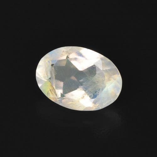 0.76 ct White Rainbow Moonstone Stone, Natural Rainbow Moonstone in Oval Facet Shape for Sale