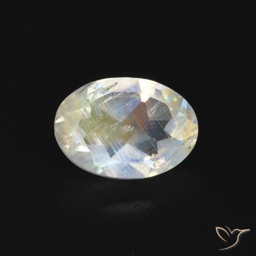 0.76ct Natural Bluish White Rainbow Moonstone, Oval, Transparent