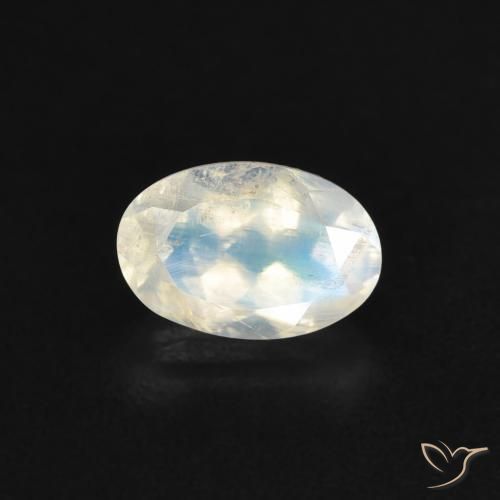 0.54ct Natural Bluish White Rainbow Moonstone, Oval, Transparent