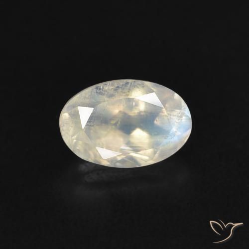 0.54 ct White Rainbow Moonstone Stone, Natural Rainbow Moonstone in Oval Facet Shape for Sale