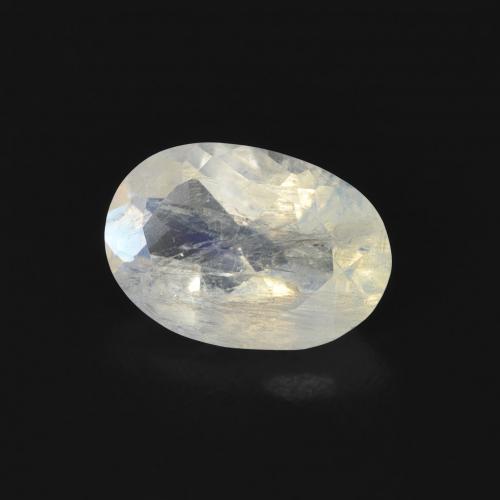 0.68 ct White Rainbow Moonstone Stone, Natural Rainbow Moonstone in Oval Facet Shape for Sale