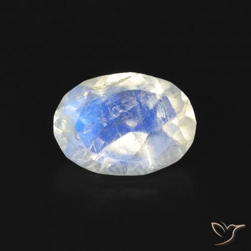 0.74ct Natural Bluish White Rainbow Moonstone, Oval, Transparent