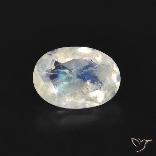 0.69ct Natural Bluish White Rainbow Moonstone, Oval, Transparent
