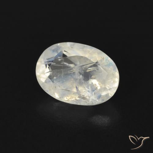 0.69 ct White Rainbow Moonstone Stone, Natural Rainbow Moonstone in Oval Facet Shape for Sale