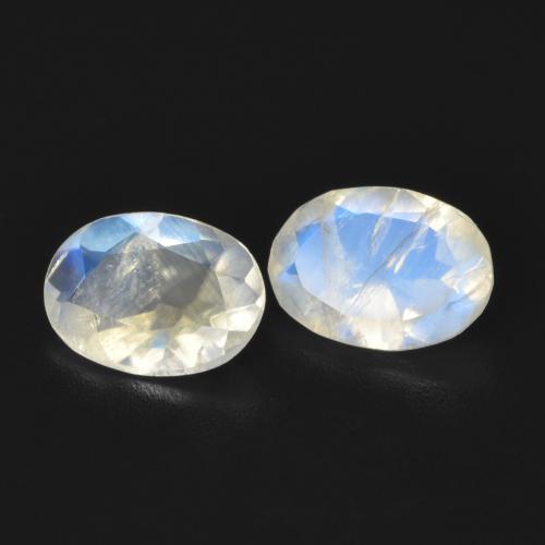 1.11 ctw White Rainbow Moonstone Stones, Natural Rainbow Moonstone in Oval Facet Shape for Sale