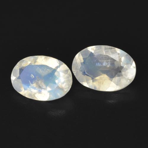 1.35 ctw White Rainbow Moonstone Stones, Natural Rainbow Moonstone in Oval Facet Shape for Sale