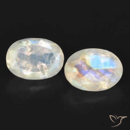 1.67ctw Natural Bluish White Rainbow Moonstone, Oval, Transparent