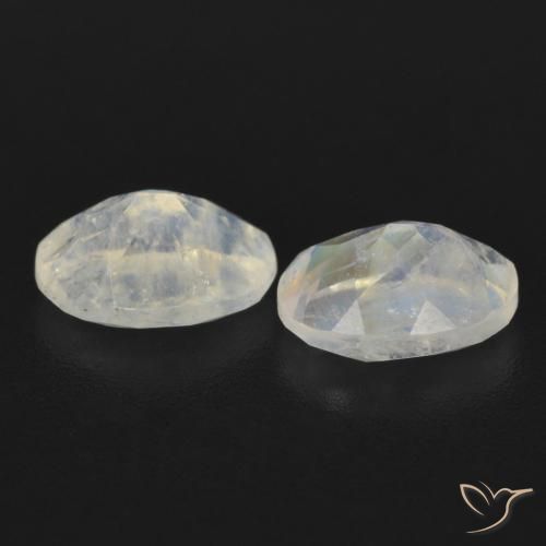Rainbow Moonstone Gemstones in 7 x 5 mm (calibrated) Size for Sale, Rainbow Moonstone Stones in Bluish White Color