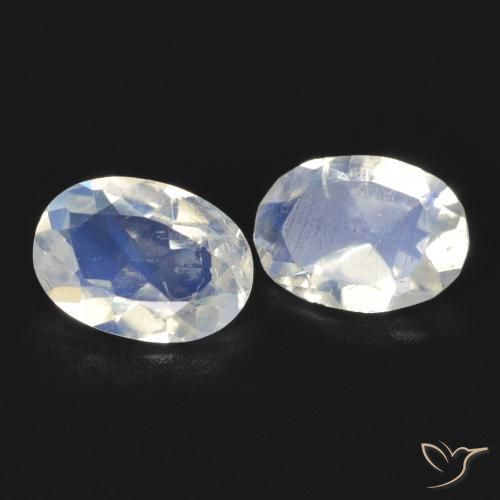 1.23 ctw White Rainbow Moonstone Stones, Natural Rainbow Moonstone in Oval Facet Shape for Sale