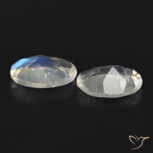 Rainbow Moonstone Gemstones in 7 x 5 mm (calibrated) Size for Sale, Rainbow Moonstone Stones in Bluish White Color