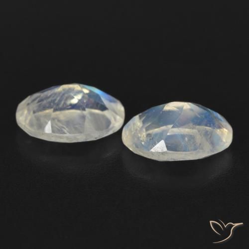 Rainbow Moonstone Gemstones in 7 x 5 mm (calibrated) Size for Sale, Rainbow Moonstone Stones in Bluish White Color