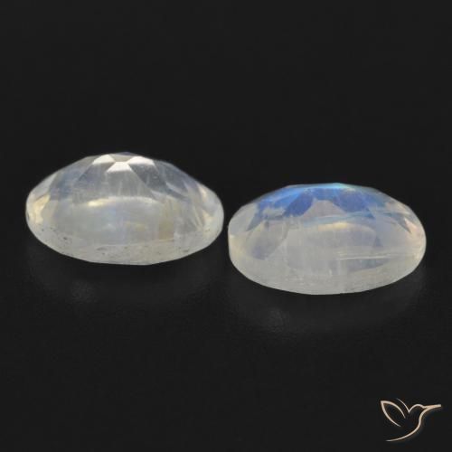 Rainbow Moonstone Gemstones in 7 x 5 mm (calibrated) Size for Sale, Rainbow Moonstone Stones in Bluish White Color