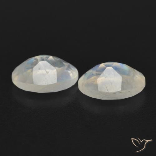 Rainbow Moonstone Gemstones in 7 x 5 mm (calibrated) Size for Sale, Rainbow Moonstone Stones in Bluish White Color
