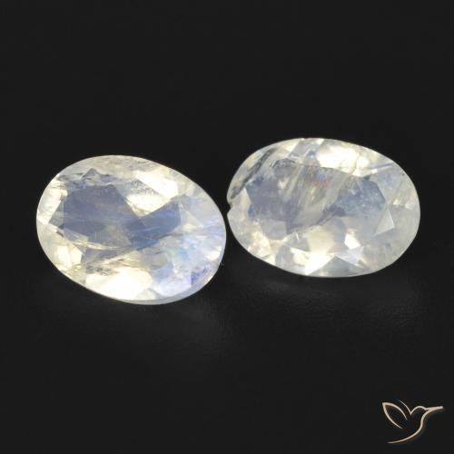 1.39 ctw White Rainbow Moonstone Stones, Natural Rainbow Moonstone in Oval Facet Shape for Sale