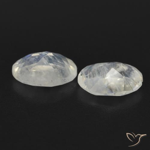 Rainbow Moonstone Gemstones in 7 x 5 mm (calibrated) Size for Sale, Rainbow Moonstone Stones in Bluish White Color