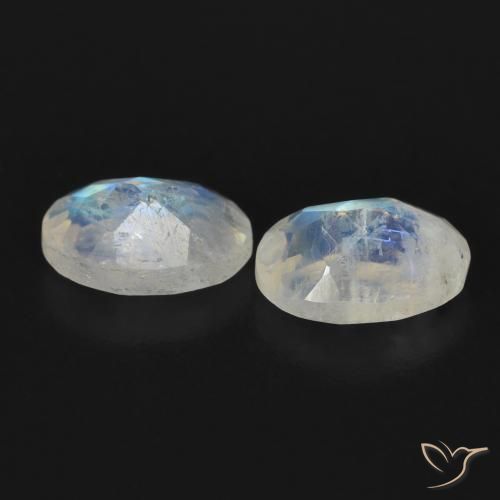 Rainbow Moonstone Gemstones in 7 x 5 mm (calibrated) Size for Sale, Rainbow Moonstone Stones in Bluish White Color